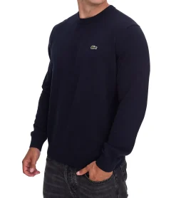 Pullover & Sweater*Lacoste Herren Strick-Pullover Baumwoll-Pullover mit Logo-Stickerei Langarm-Shirt AH0128 00 166 Dunkelblau