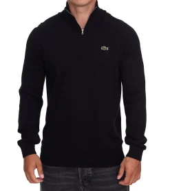 Pullover & Sweater*Lacoste Herren Strick-Troyer klassischer Strick-Pulli mit Logo-Stickerei Langarm-Pullover AH1980 00 031 Schwarz