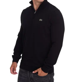 Pullover & Sweater*Lacoste Herren Strick-Troyer klassischer Strick-Pulli mit Logo-Stickerei Langarm-Pullover AH1980 Schwarz oder Blau