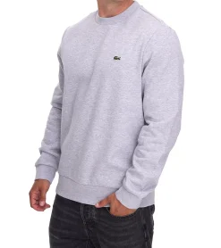 Pullover & Sweater*Lacoste Herren Sweatshirt mit Logo-Stickerei Basic-Pullover moderner Baumwoll-Sweater Langarm-Shirt SH9608 00 CCA Grau