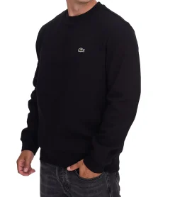 Pullover & Sweater*Lacoste Herren Sweatshirt mit Logo-Stickerei Basic-Pullover moderner Baumwoll-Sweater Langarm-Shirt SH9608 00 031 Schwarz
