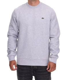 Pullover & Sweater*Lacoste Herren Sweatshirt mit Logo-Stickerei Basic-Pullover moderner Baumwoll-Sweater Langarm-Shirt SH9608 00 Grau oder Grün