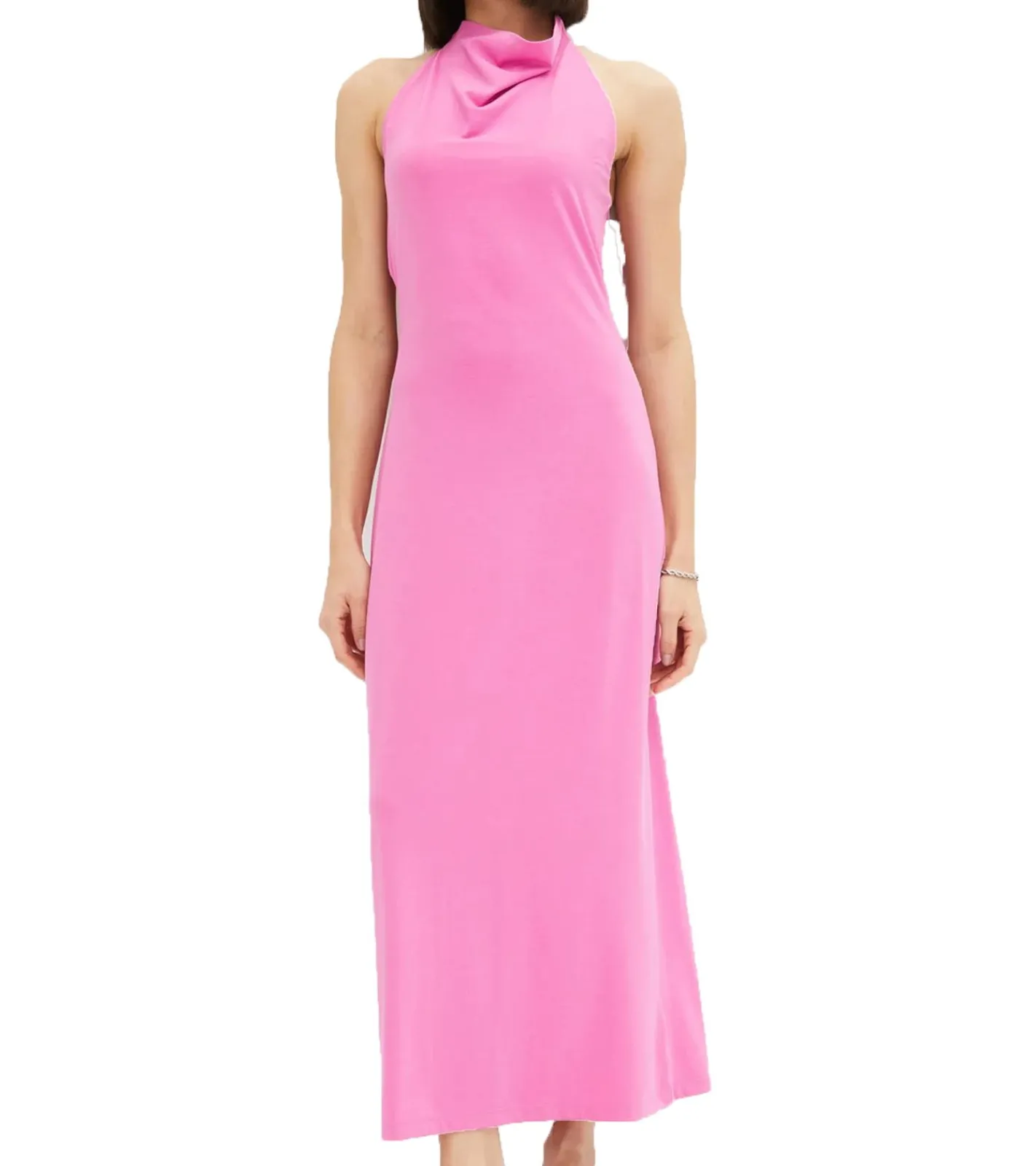 Große Größen|Kleider*O46bpx langes Damen Sommer-Kleid Neckholder-Kleid mit extravagantem Rücken Maxi-Kleid 905374 Pink