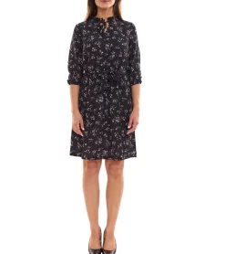 Kleider*Laura Scott Bubblecrepe Kleid Damen Mini-Kleid mit Allover Blumen-Print Chiffon-Kleid 12329967 Schwarz/Bunt