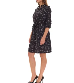 Kleider*Laura Scott Bubblecrepe Kleid Damen Mini-Kleid mit Allover Blumen-Print Chiffon-Kleid 12329967 Schwarz/Bunt