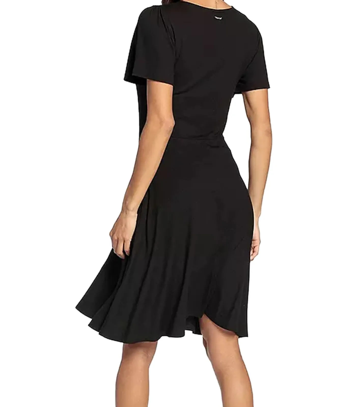 Kleider*Laura Scott Damen Jersey-Kleid elegantes Sommer-Kleid mit V-Ausschnitt Midi-Kleid 48776749 Schwarz