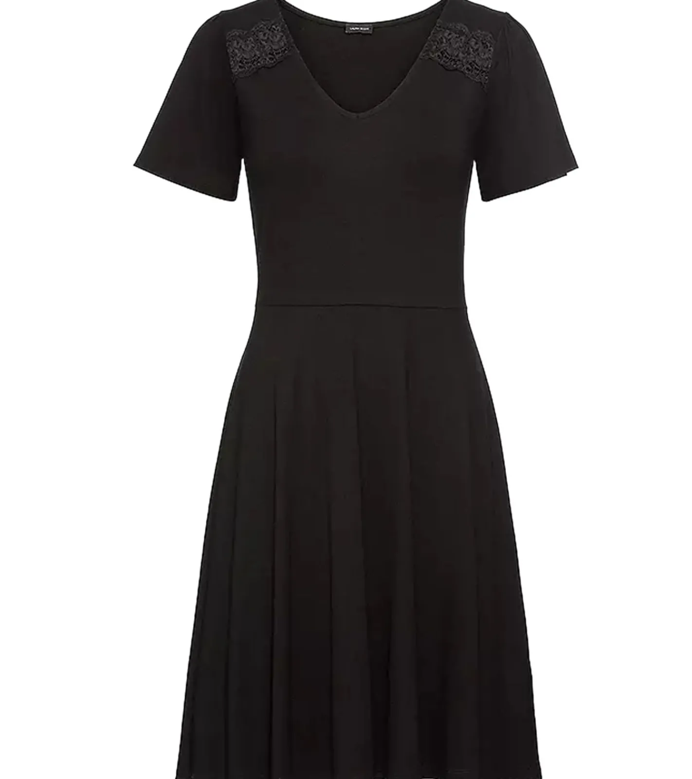 Kleider*Laura Scott Damen Jersey-Kleid elegantes Sommer-Kleid mit V-Ausschnitt Midi-Kleid 48776749 Schwarz