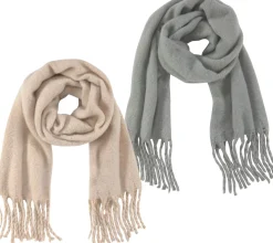 Handschuhe & Schals*Laura Scott Frühlings-Schal mit Fransen weicher langer Web-Schal schlichter Winter-Schal oder Beige Grau