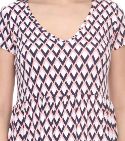 Kleider*Laura Scott Kurzarm-Kleid stylisches Damen Sommer-Kleid mit Allover-Grafik-Print 35539765 Blau/Rosa