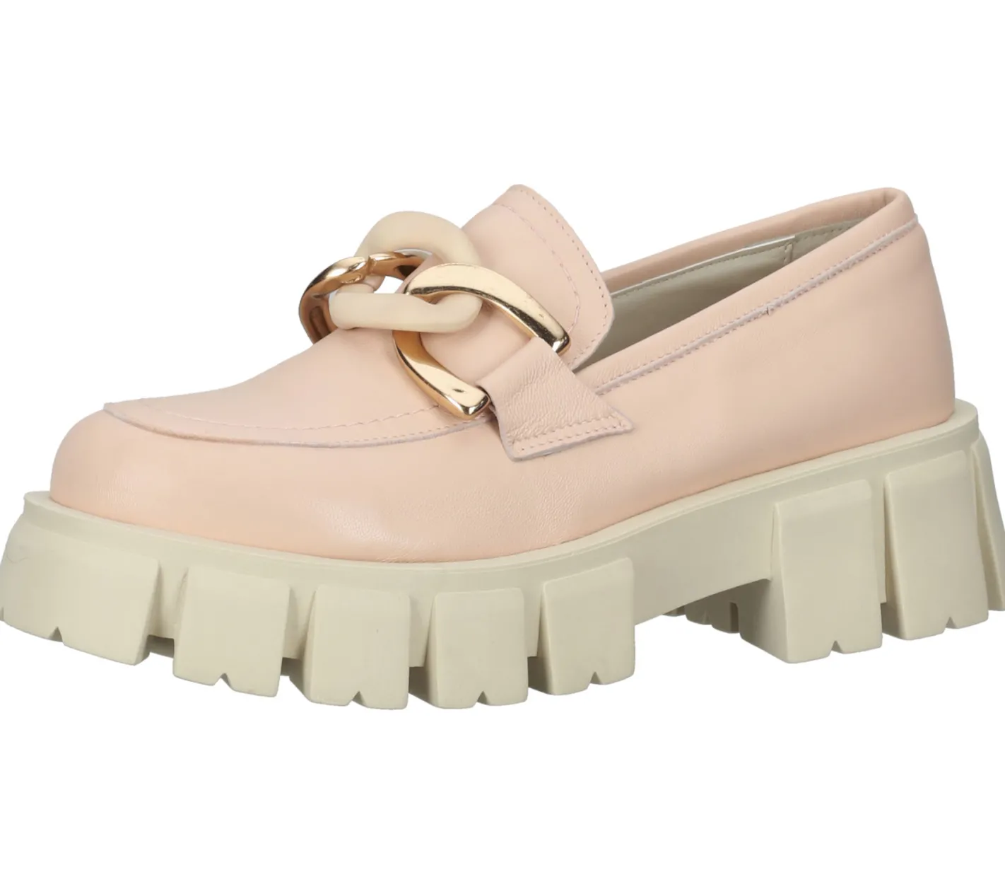 Halbschuhe & Pumps*LAZAMANI Damen Echtleder Halbschuhe mit zweifarbiger Gliederkette auf Spann Plateau-Slipper 55.082 Rosa