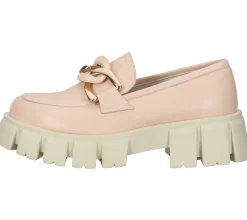 Halbschuhe & Pumps*LAZAMANI Damen Echtleder Halbschuhe mit zweifarbiger Gliederkette auf Spann Plateau-Slipper 55.082 Rosa