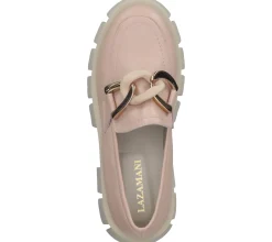 Halbschuhe & Pumps*LAZAMANI Damen Echtleder Halbschuhe mit zweifarbiger Gliederkette auf Spann Plateau-Slipper 55.082 Rosa