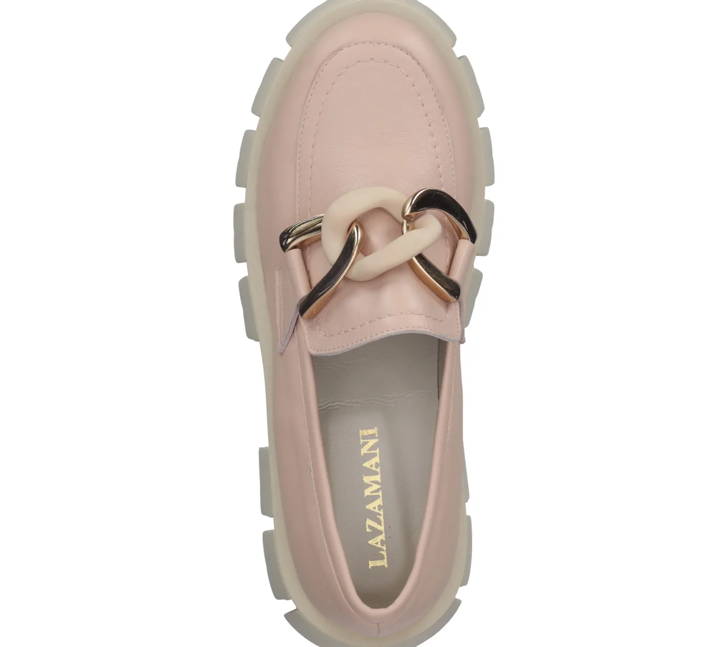 Halbschuhe & Pumps*LAZAMANI Damen Echtleder Halbschuhe mit zweifarbiger Gliederkette auf Spann Plateau-Slipper 55.082 Rosa