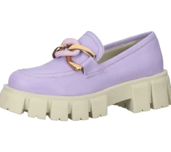 Halbschuhe & Pumps*LAZAMANI Damen Echtleder Halbschuhe mit zweifarbiger Gliederkette auf Spann Plateau-Slipper 55.082 Violett