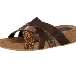 Zehentrenner & Sandalen*LAZAMANI Damen Pantoletten modische Sommer-Schuhe Zehen-Trenner 75.715 Braun