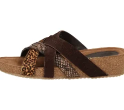 Zehentrenner & Sandalen*LAZAMANI Damen Pantoletten modische Sommer-Schuhe Zehen-Trenner 75.715 Braun