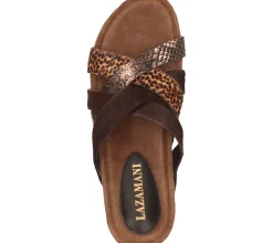 Zehentrenner & Sandalen*LAZAMANI Damen Pantoletten modische Sommer-Schuhe Zehen-Trenner 75.715 Braun