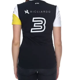 Tops & T-Shirts*Le Coq Sportif Fomel 1 F1 Renault Damen T-Shirt Kurzarm-Shirt Baumwoll-Shirt 2010969 Schwarz/Weiß/Gelb