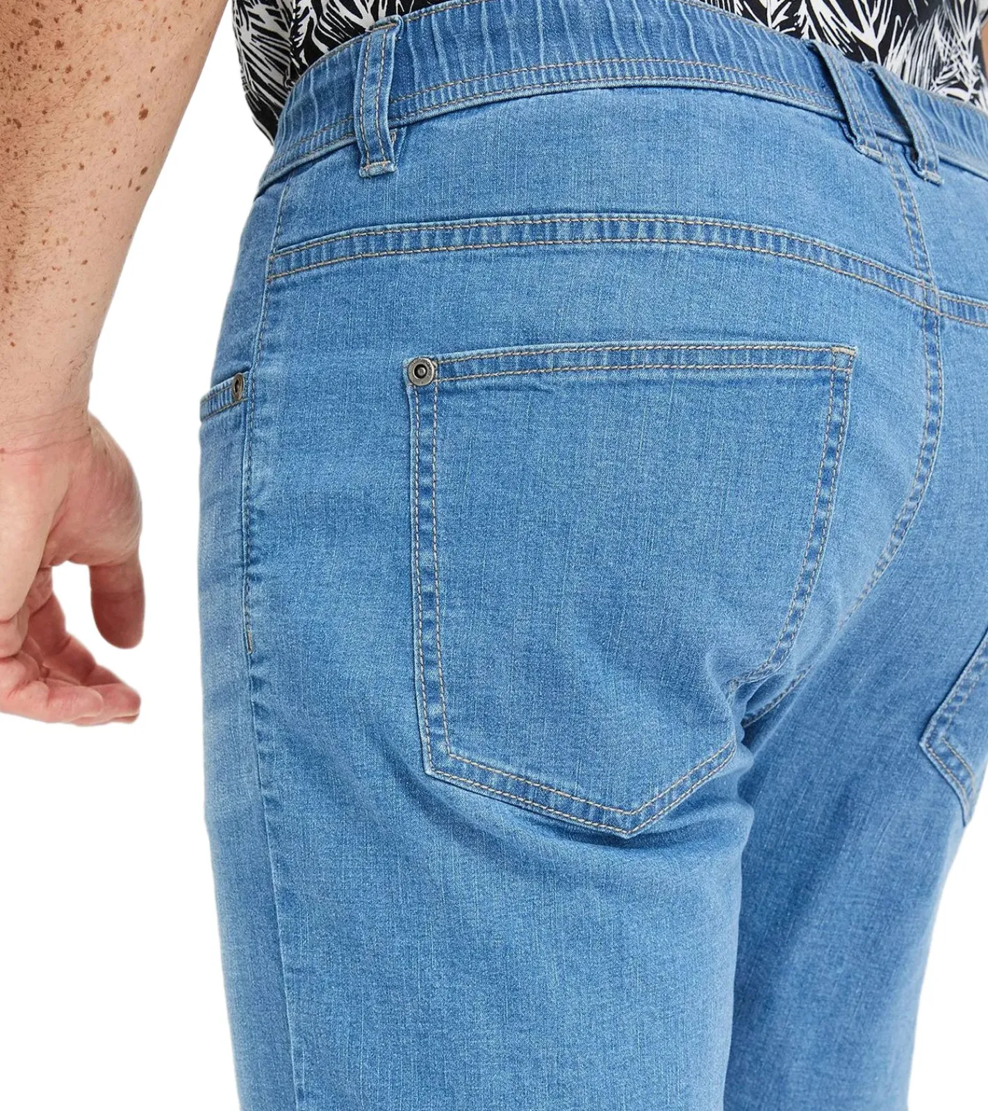 Große Größen|Shorts & Bermudas*O46bpx leichte Herren Jeans-Shorts Loose-Fit Denim-Bermuda mit Bequembund kurze Hose 921969 Hell-Blau