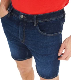 Große Größen|Shorts & Bermudas*O46bpx leichte Herren Jeans-Shorts Loose-Fit Denim-Bermuda mit Bequembund kurze Hose aus Bio-Baumwolle in Dunkel-Blau oder Hell-Blau
