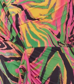 Kleider*O46bpx leichtes Damen Frühlings-Kleid mit floralen-Print Sommer-Kleid Maxi-Kleid 954051 Grün/Pink/Gelb/Schwarz/Orange