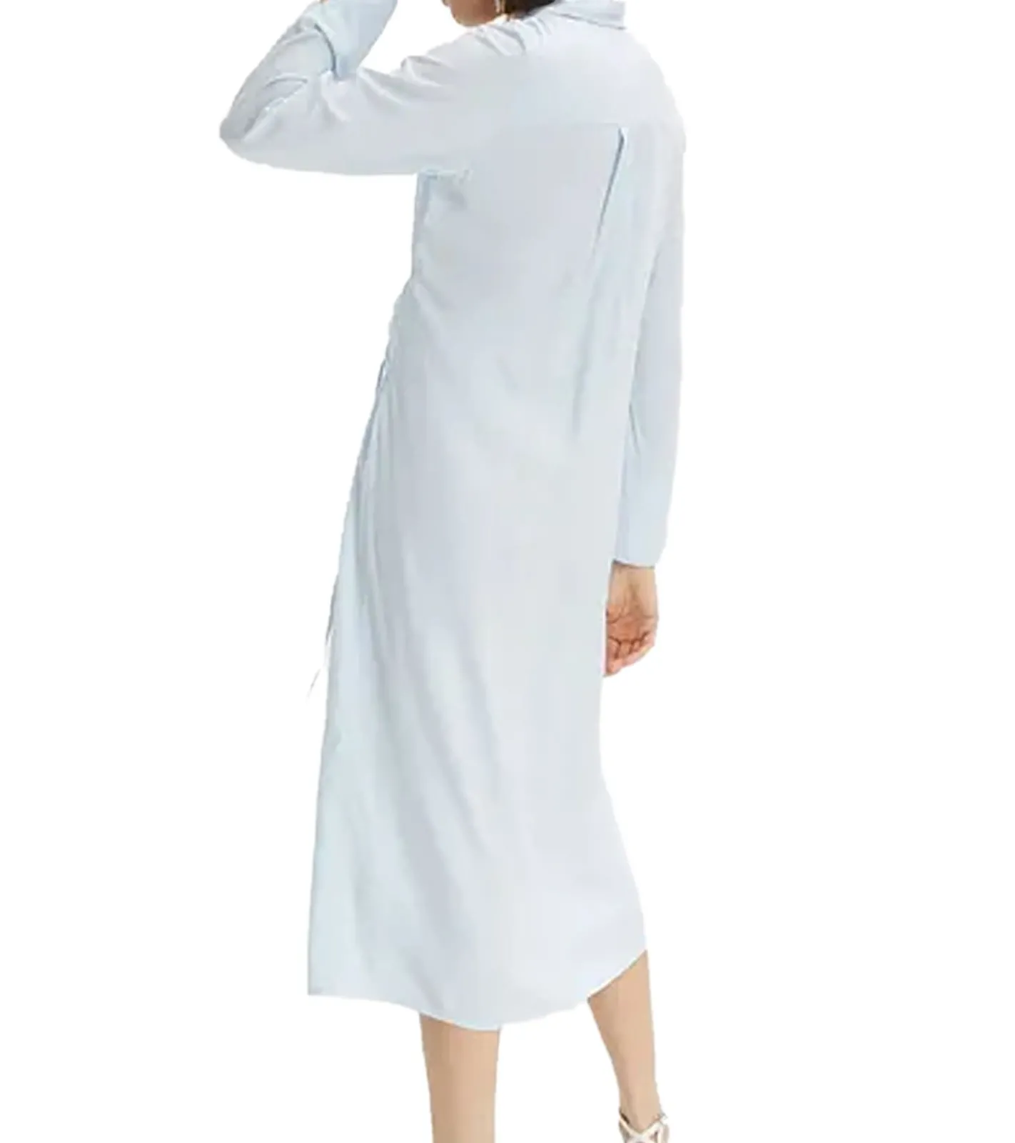 Kleider*O46bpx leichtes Damen Sommer-Kleid mit Kent-Kragen Frühlings-Kleid Wickel-Kleid Midi-Kleid 929374 Hellblau