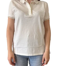 Poloshirts & Blusen*Les Tropeziennes Damen Baumwoll-Shirt Polo-Shirt mit Lurex-Details Kurzarm-Shirt 1 112 3097C F Weiß