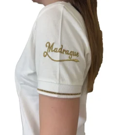 Poloshirts & Blusen*Les Tropeziennes Damen Baumwoll-Shirt Polo-Shirt mit Lurex-Details Kurzarm-Shirt 1 112 3097C F Weiß