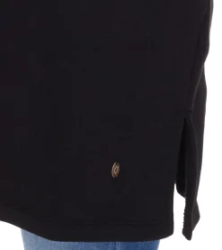 Kleider*Les Tropeziennes Damen Pullover-Kleid Baumwoll-Kleid mit Schlitz Mini-Sommer-Kleid mit Glitzer-V-Ausschnitt 1 142 0864C A Schwarz