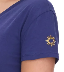 Tops & T-Shirts*Les Tropeziennes Damen T-Shirt schlichtes Baumwoll-Shirt Kurzarm-Shirt 1 112 3340C Navy