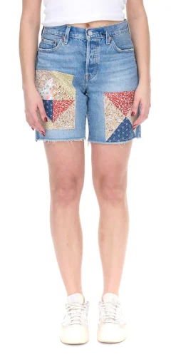 Shorts & Bermudas*LEVI´S 501 90s Patchwork Damen Jeans-Shorts mit großen Patches Denim kurze Hose A19620012 Blau