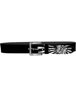 Gürtel*BioworldMerch Linkin Park Rockband Leder-Gürtel mit Linkin-Park-Logo Freizeit-Gürtel BT117385LKN4 Schwarz