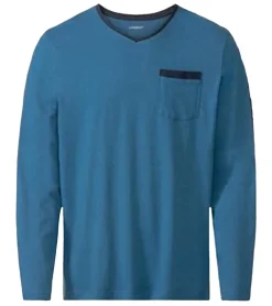 Nachtwäsche & Bademode*LIVERGY Herren Pyjama Top Nachtwäsche Oberteil Schlaf-Shirt 390208-2201 Blau, Navy oder Grau