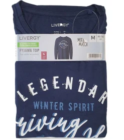 Nachtwäsche & Bademode*LIVERGY Herren Pyjama Top mit großem Front-Print Nachtwäsche Schlaf-Shirt 390208-2201 Navy