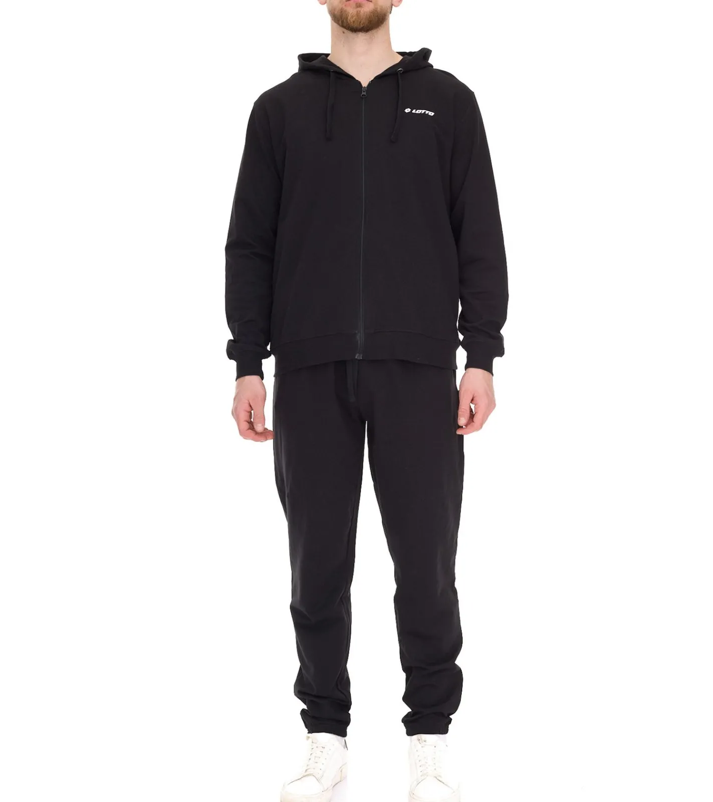 Sportunterbekleidung|Sportoberbekleidung*LOTTO Classic Herren Trainings-Anzug mit Marken-Details Baumwoll Sport-Anzug Jogging-Anzug MJOV10001NET Schwarz