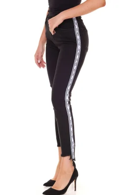 Hosen & Jeans*LTB Lina Damen Mid Waist Jeans in Zigaretten-Form Denim-Hose mit seitlichem Schriftzug-Streifen 51144 51299 14476 51660 Schwarz
