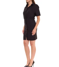 Kleider*LTB Mao Collar Damen Sommer-Kleid Mini-Kleid mit Knopfleiste Blusen-Kleid 66990404 Schwarz