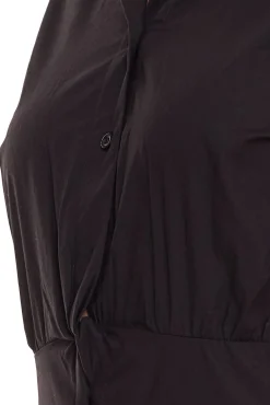 Kleider*LTB Mao Collar Damen Sommer-Kleid Mini-Kleid mit Knopfleiste Blusen-Kleid 66990404 Schwarz