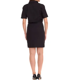 Kleider*LTB Mao Collar Damen Sommer-Kleid Mini-Kleid mit Knopfleiste Blusen-Kleid 66990404 Schwarz