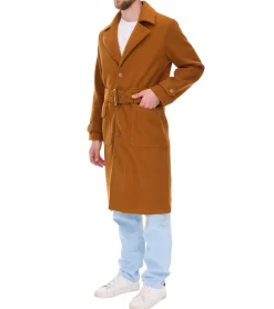 Jacken & Mäntel*O46bpx Mantel für Herren mit Woll-Anteil Herbst-Jacke mit Gürtel Langarm mit Knöpfen Winter-Jacke 936768 Braun