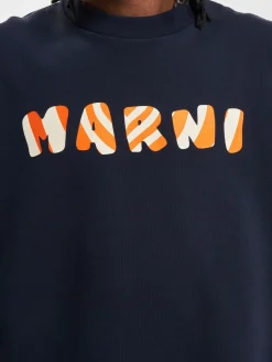 Pullover & Sweater*MARNI Herren Sweatshirt aus hochwertigem Baumwollmix mit modernem Schnitt und stilvollem Design Marineblau