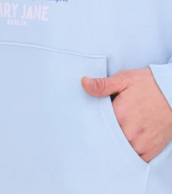 Pullover & Sweater*MARY JANE BERLIN Herren Kapuzen-Pullover mit Schriftzug-Print modischer Baumwoll-Pullover Hoodie 2406-4-SW-01 Hell-Blau