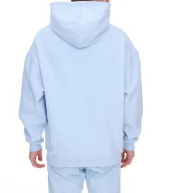 Pullover & Sweater*MARY JANE BERLIN Herren Kapuzen-Pullover mit Logo oder Schriftzug Print modischer Baumwoll-Pullover Hoodie 2406-4-SW Weiß oder Hell Blau