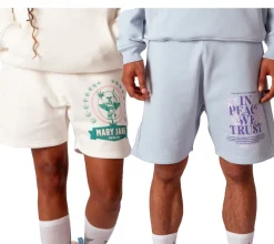Shorts & Bermudas*MARY JANE BERLIN Herren Sweat-Shorts mit 窶廬N PEACE WE TRUST窶ß Weiß