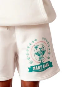 Shorts & Bermudas*MARY JANE BERLIN Herren Sweat-Shorts mit großem Logo-Print Sommer-Hose Baumwoll-Shorts 2406-4-SH-02 Weiß