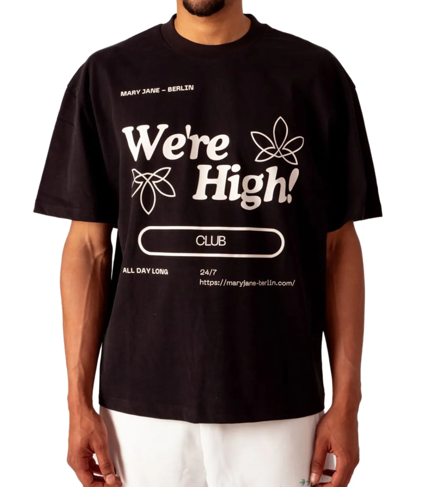 T-Shirts & Tank Tops*MARY JANE BERLIN Herren T-Shirt Baumwoll-Shirt Kurzarm-Shirt Oversized-Fit 2406-4-T2 in , Weiß, Rosa oder Hellblau Schwarz