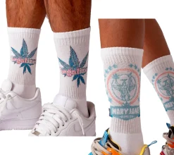 Strümpfe & Socken|Socken & Unterwäsche*MARY JANE BERLIN Tennis-Socken Baumwoll-Socken mit Logo-Schriftzug oder LEGALIZED 2406-4-SO Weiß