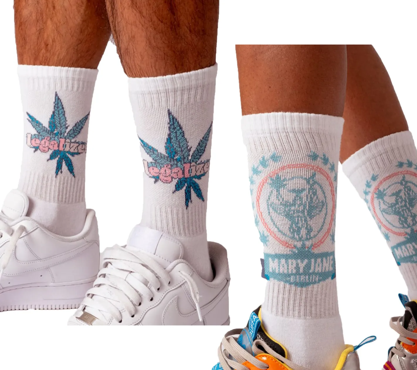 Strümpfe & Socken|Socken & Unterwäsche*MARY JANE BERLIN Tennis-Socken Baumwoll-Socken mit Logo-Schriftzug oder LEGALIZED 2406-4-SO Weiß