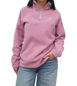 Sweater & Pullover*MAUI SPORTS Damen Fleece-Sweater mit Stehkragen Troyer Übergangs-Pullover Sweater Rosa