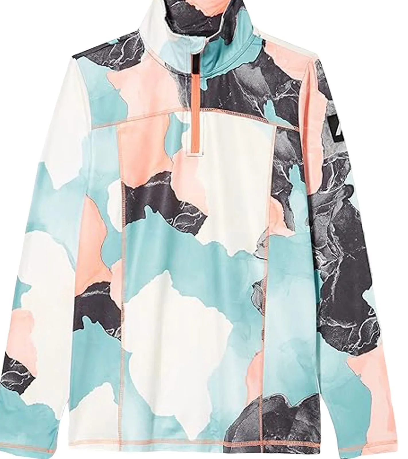 Sportoberbekleidung|Pullover & Sweater*McKINLEY Aurora Ski-Midlayer für Mädchen Stehkragen-Pullover mit DryPlus Sweater mit HalfZip 418730 915 AOP Grün/Rosa/Schwarz